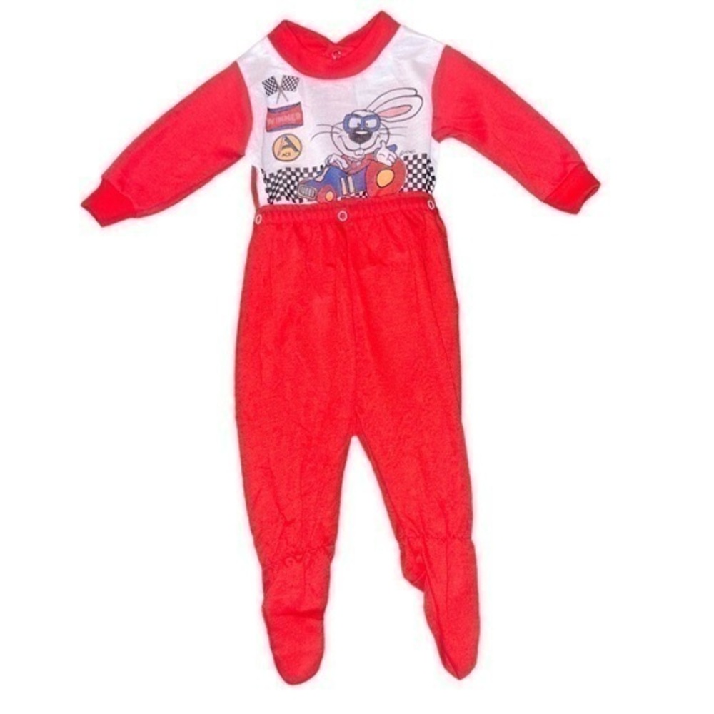 Vintage Lullaby Land race car bunny pajamas.